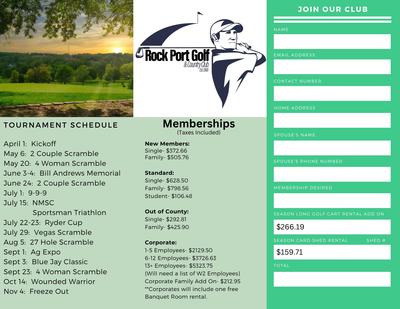 tournament schedule & membership information 